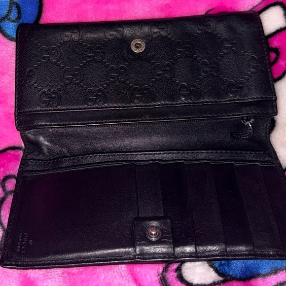 Gucci Black Embossed GG Leather Continental Wallet with Metal Logo Plaque - Picture 9 of 15